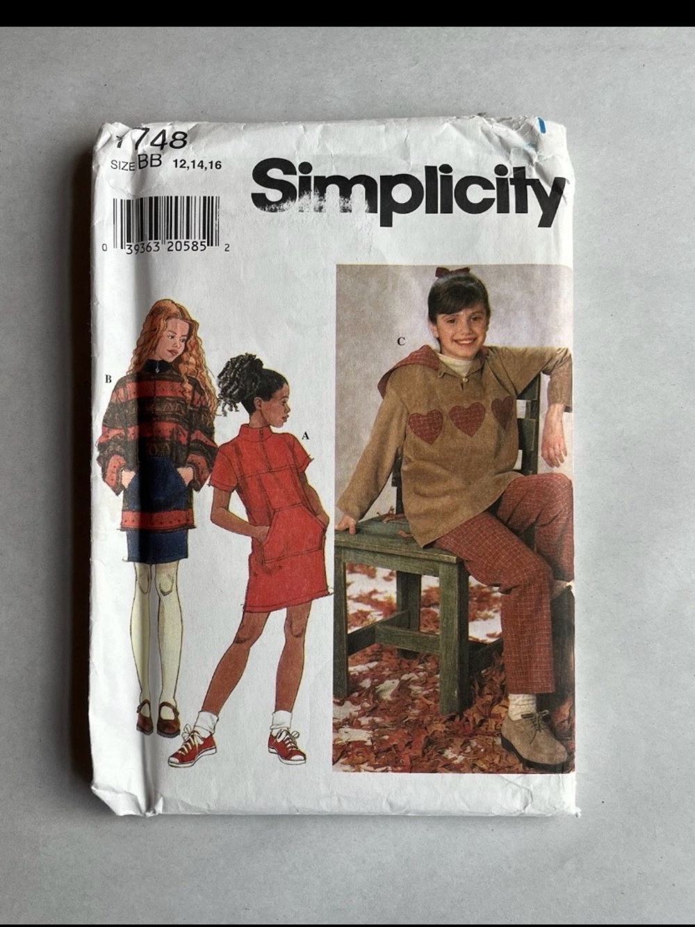 Vintage 90's Simplicity 7748 Girls Dress Top Skirt Pants Sewing Pattern Sz 12-14